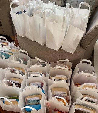Some of the care packages we delivered to hospitals